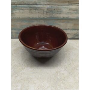 VINTAGE MARCREST DAISY DOT BROWN OVEN PROOF STONEWARE MIXING BOWL 8"